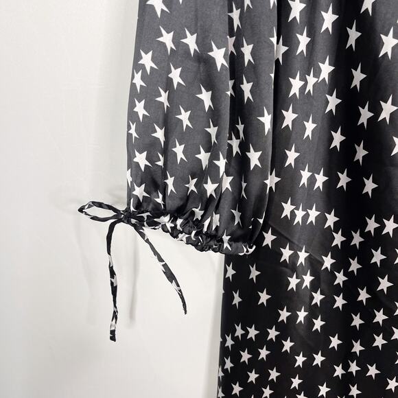 ASOS Maternity US 8 Black White Star Print Long Sleeve Maxi Dress Cinched VNeck - Picture 5 of 13